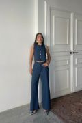 TENCEL KOLSUZ GÖMLEK - PANTOLON TAKIM - İndigo resmi